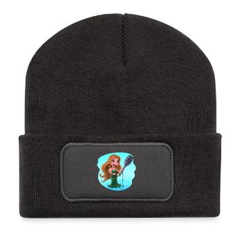Mermaid Singing Karaoke Microphone - Recycled Patch Beanie - dark grey - Front