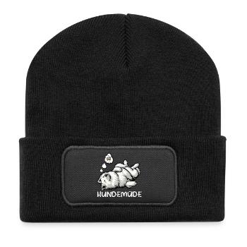 Hundemüde Weißer Schäferhund Schäferhundbesitzer - Recycelte Patch Beanie - Schwarz - Vorne