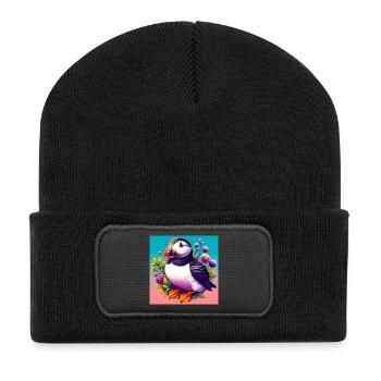 Papageitaucher - Recycelte Patch Beanie - Schwarz - Vorne