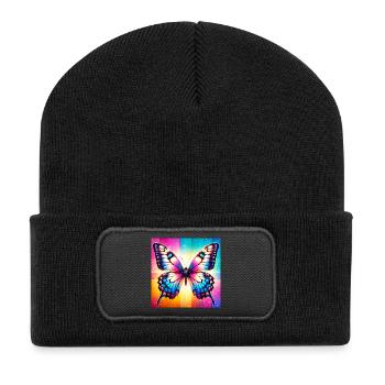 papillon - Beanie recyclé à patch - noir - Devant