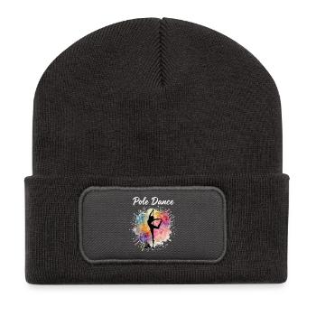 Pole Dance Silhouette – Watercolor Art Design - Recycled Patch Beanie - dark grey - Front