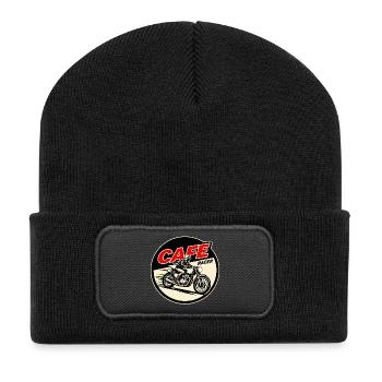 Cafe Racer Vintage Logo Circle - Recycled Patch Beanie - black - Front