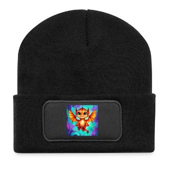Drache - Recycelte Patch Beanie - Schwarz - Vorne