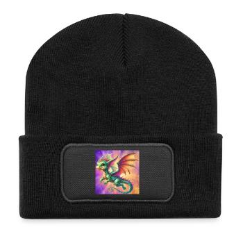 Drache - Recycelte Patch Beanie - Schwarz - Vorne