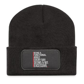 Being A Functional Adult Every Day Seems Excessive - Recycelte Patch Beanie - Dunkelgrau - Vorne