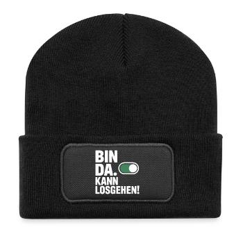 Bin Da Kann Losgehen JGA Büro Malle Festival Party - Recycelte Patch Beanie - Schwarz - Vorne