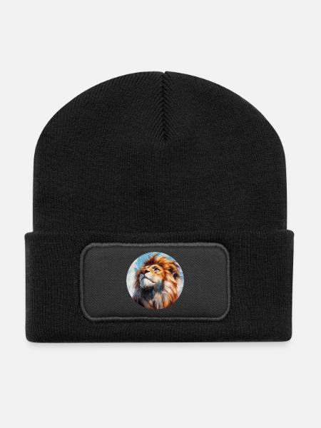 Design de Lion - Recycled Patch Beanie - black