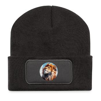 Design de Lion - Beanie recyclé à patch - charbon - Devant