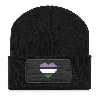 Drapeau de la fierté Cœur · Genderqueer - Beanie recyclé à patch - noir - Devant