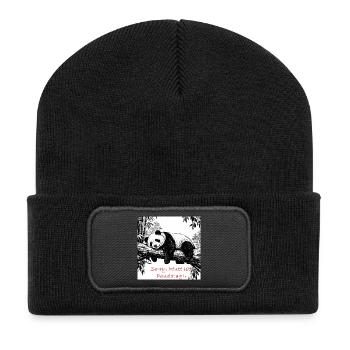 Sorry, heute Pandatag - Recycelte Patch Beanie - Schwarz - Vorne