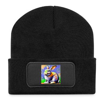 lapin - Beanie recyclé à patch - noir - Devant