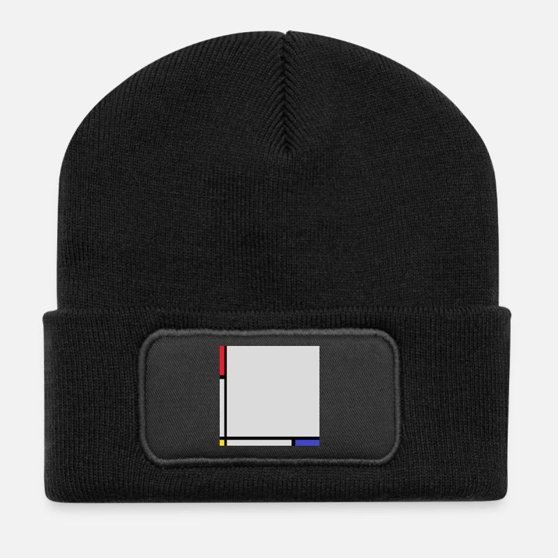 Composition dans le style de Mondrian. - Beanie recyclé à patch - noir