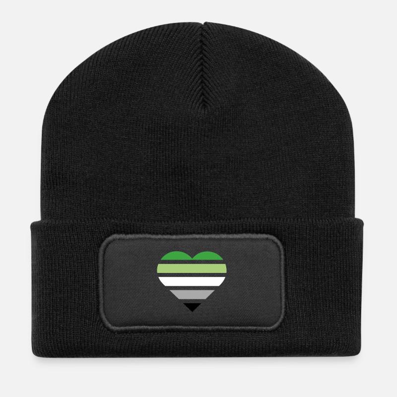 Pride Flag Heart · Aromantic - Recycelte Patch Beanie - Schwarz