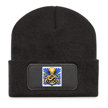 Octopus embraces an Anchor - Recycled Patch Beanie - dark grey - Front