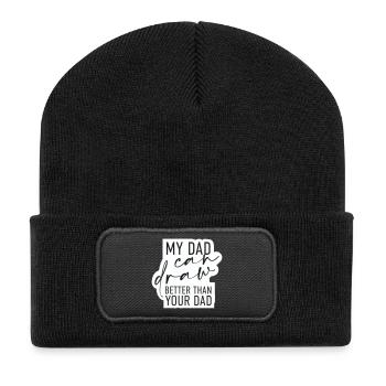 My dad can draw better than your dad - Recycelte Patch Beanie - Schwarz - Vorne