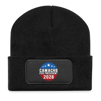 Camacho 2028 Emblem-Parodie Lustig, nicht sicher - Recycelte Patch Beanie - Schwarz - Vorne