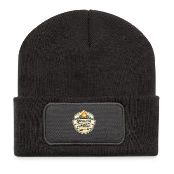 Grillen ist meine Superkraft - Recycelte Patch Beanie - Dunkelgrau - Vorne