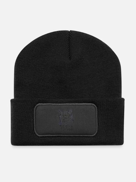 Katzencoolness mit Sonnenbrille - Recycelte Patch Beanie - Schwarz