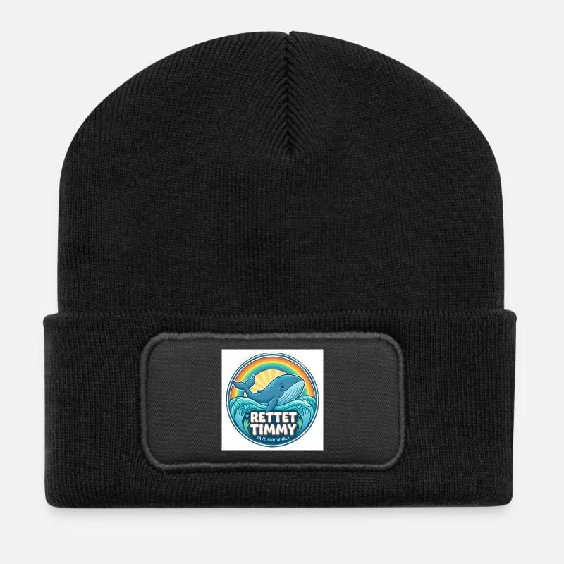 Rettet Timmy – Sauver notre baleine - Beanie recyclé à patch - noir