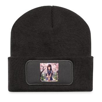 Cherry blossoms schoolgirl - Recycled Patch Beanie - dark grey - Front