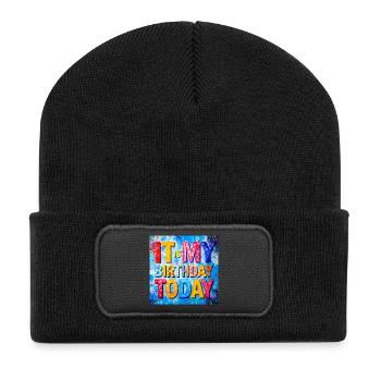 Heute habe ich Geburtstag. - Recycelte Patch Beanie - Schwarz - Vorne