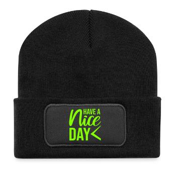 Have A Nice Day Funny Sarcastic Saying Cute - Recycled Patch Beanie - black - Front