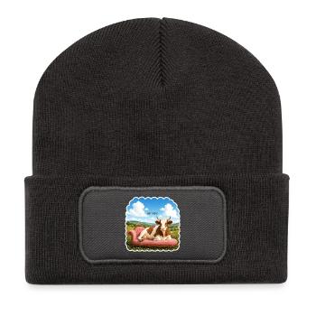 Not Today – Relaxed Cow on Sofa - Recycled Patch Beanie - dark grey - Front