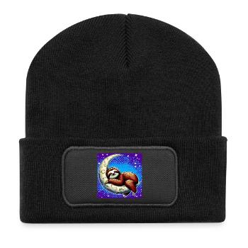 La paresse dort sur la Lune - Beanie recyclé à patch - noir - Devant