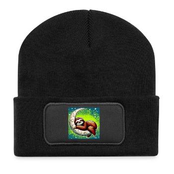 La paresse dort sur la Lune - Beanie recyclé à patch - noir - Devant