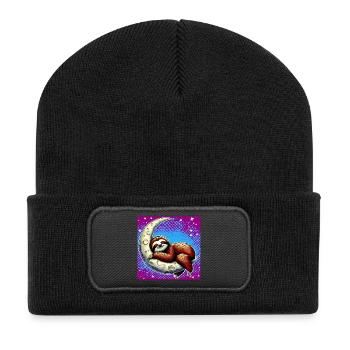 La paresse dort sur la Lune - Beanie recyclé à patch - noir - Devant