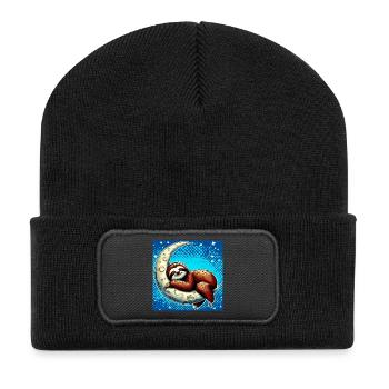 La paresse dort sur la Lune - Beanie recyclé à patch - noir - Devant