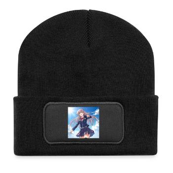 Écolière dans un ciel bleu - Beanie recyclé à patch - noir - Devant