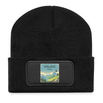Valais - Recycelte Patch Beanie - Schwarz - Vorne