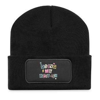 Ich gebe mein Bestes – lustiges Selbstfürsorge-Zitat - Recycelte Patch Beanie - Schwarz - Vorne