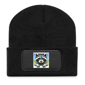 Raton laveur - Beanie recyclé à patch - noir - Devant