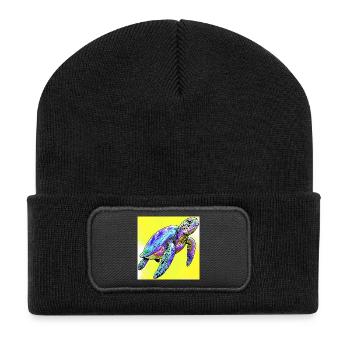 Schildkröte - Recycelte Patch Beanie - Schwarz - Vorne