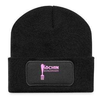 Geschmacksmanagerin Mama Köchin - Recycelte Patch Beanie - Schwarz - Vorne