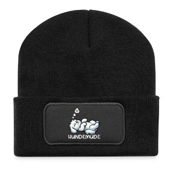 Dog-tired Maltese Maltese owner Maltese Keeper - Recycled Patch Beanie - black - Front