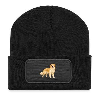 Golden Retriever Smiling - Recycled Patch Beanie - black - Front