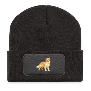 Golden Retriever lächelt - Recycelte Patch Beanie - Dunkelgrau - Vorne