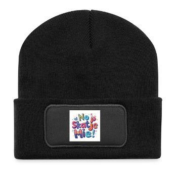 Nein, schlittschuh mich! - Recycelte Patch Beanie - Schwarz - Vorne