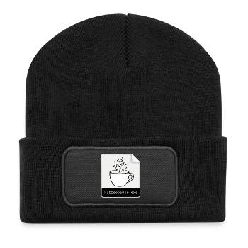 Kaffeepause.exe - IT Programmieren Informatik Code - Recycelte Patch Beanie - Schwarz - Vorne