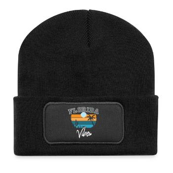 Florida Vibes Retro Florida - Recycelte Patch Beanie - Schwarz - Vorne
