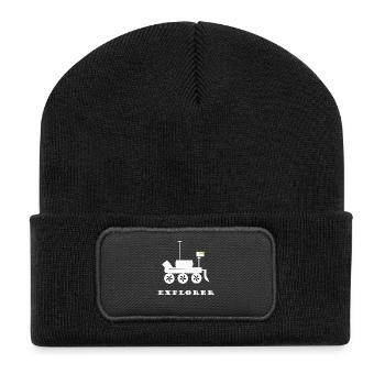 Expeditionrover Illustration Mars - Recycelte Patch Beanie - Schwarz - Vorne