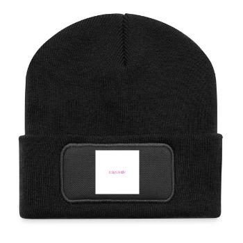 Pilates, Matcha, wiederholen - Recycelte Patch Beanie - Schwarz - Vorne