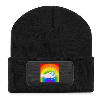 Rainbow Rain Drop and a Hand - Recycled Patch Beanie - black - Front