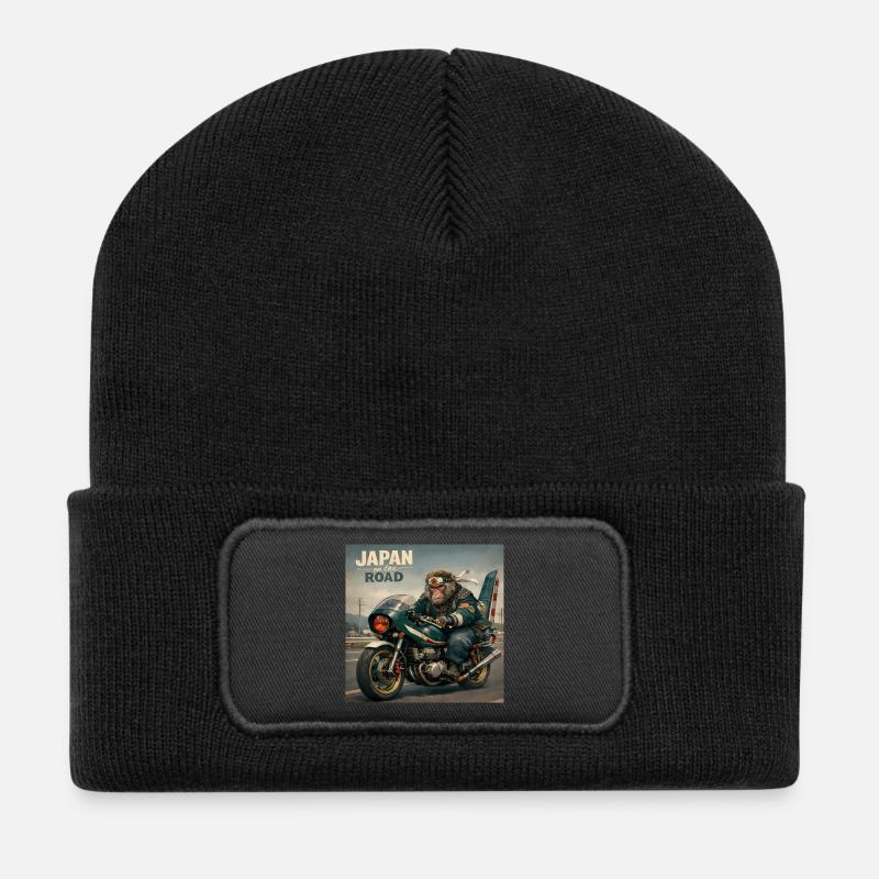 Japanischer Bosozoku-Affenbiker - Recycelte Patch Beanie - Schwarz