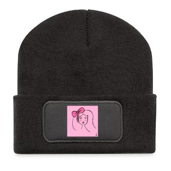 Girl Pink - Recycled Patch Beanie - dark grey - Front