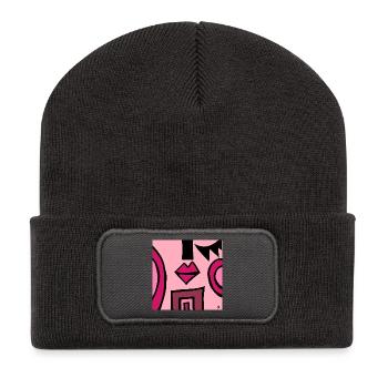 Abstraktion - Recycelte Patch Beanie - Dunkelgrau - Vorne