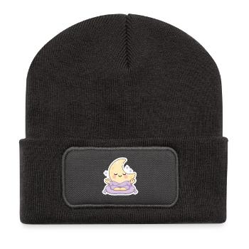 Moon meditation on pillow - Recycled Patch Beanie - dark grey - Front